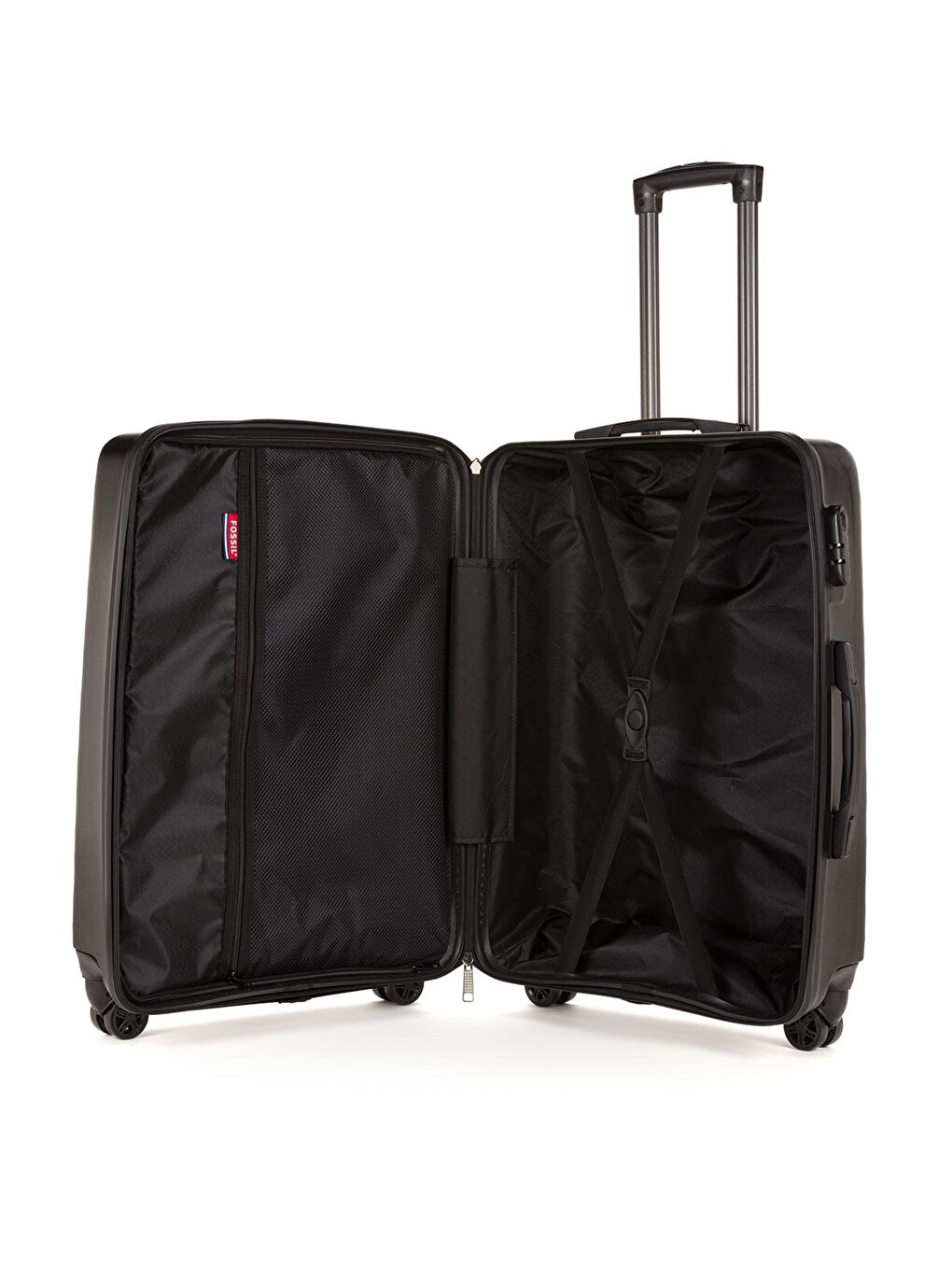Siyah ABS Unisex Dalgalı Kabin Orta Büyük Boy 3'lü Valiz Seti FSL119-4