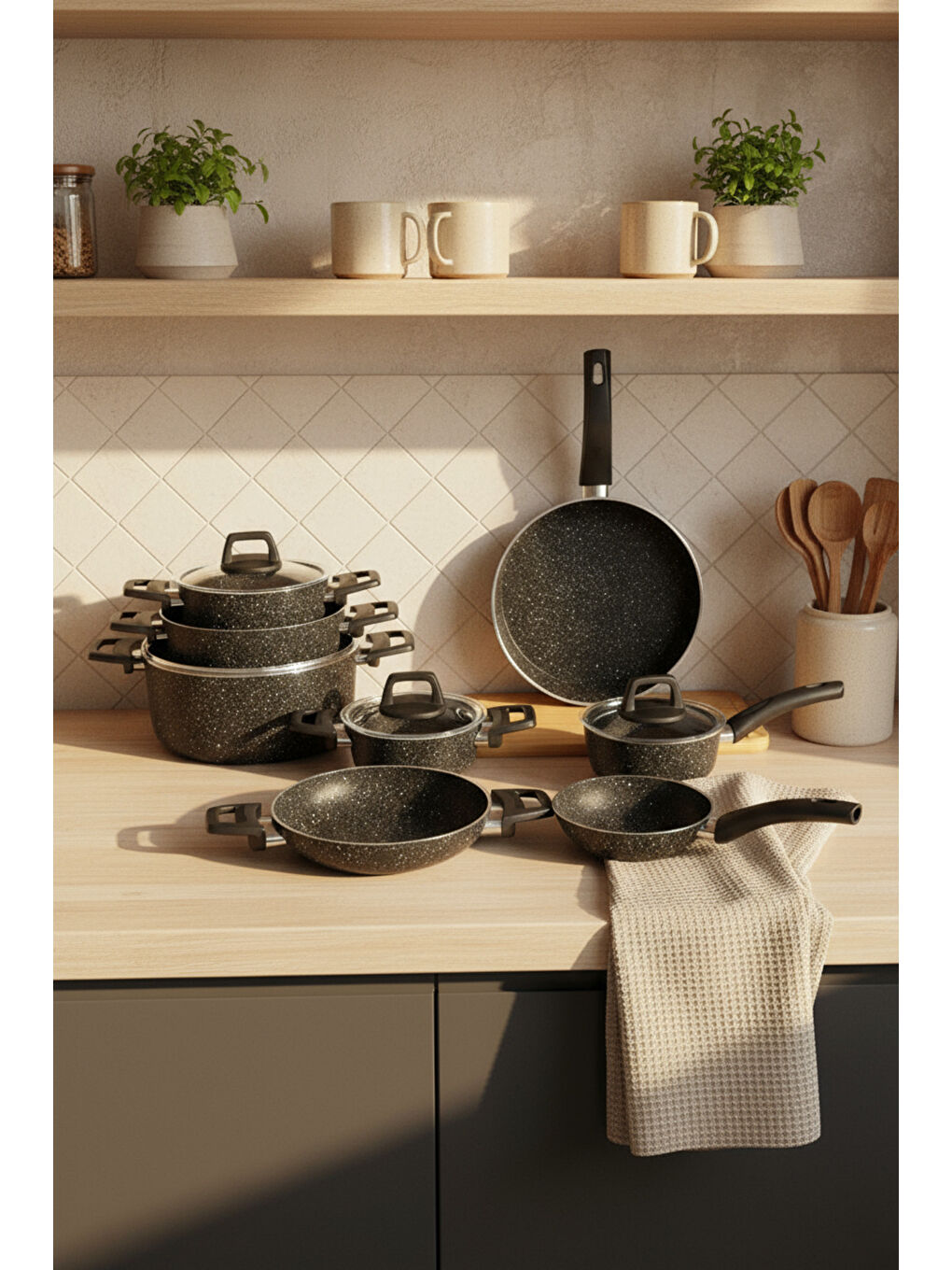 Anita 13 Parça Tencere Seti Siyah