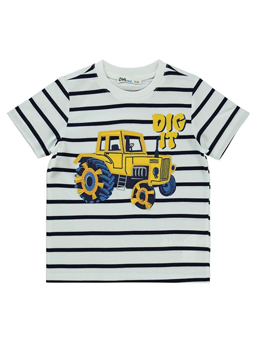 Ekru Boys Dıg It Baskılı 2-5 Yaş Tişört-1
