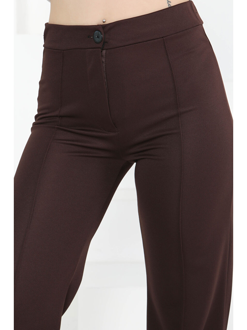 Kahverengi Şerit Detaylı Spor Pantolon Koyu Kahve - 27084-2