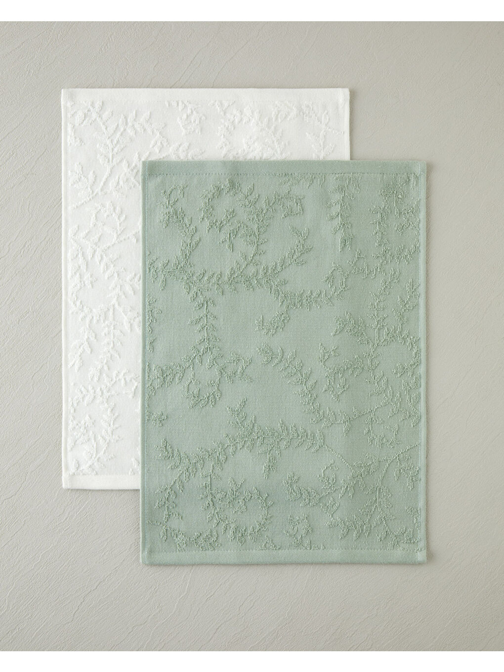 Leafy Touch Pamuk Jakarlı Yüz Havlusu 50x80 cm Ekru-2