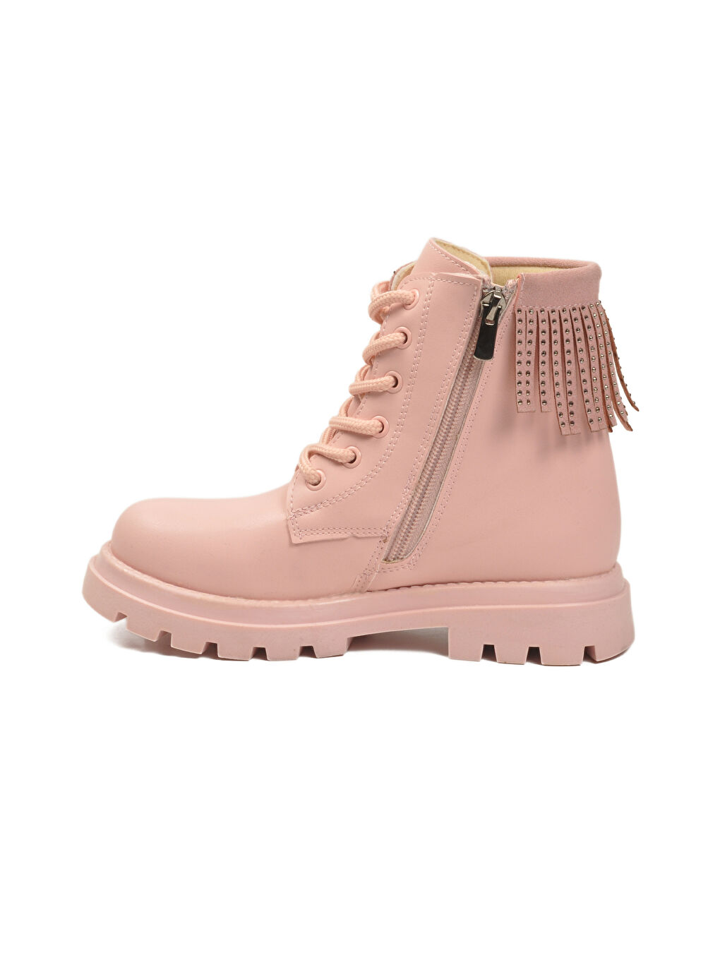 Pembe Pudra İçi Polarlı Kaymaz Taban Fermuarlı Kız Çocuk Bot Alya F-1