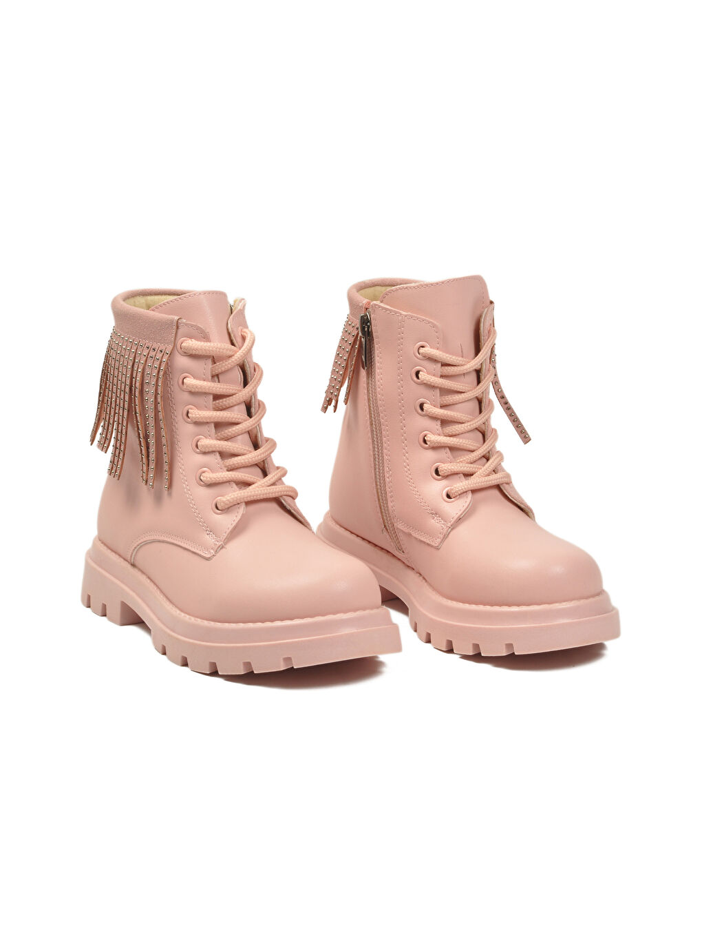 Pembe Pudra İçi Polarlı Kaymaz Taban Fermuarlı Kız Çocuk Bot Alya F-2