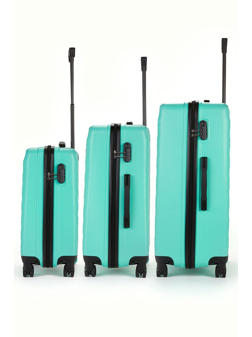 Turkuaz ABS Unisex Dalgalı Kabin Orta Büyük Boy 3'lü Valiz Seti FSL119-1