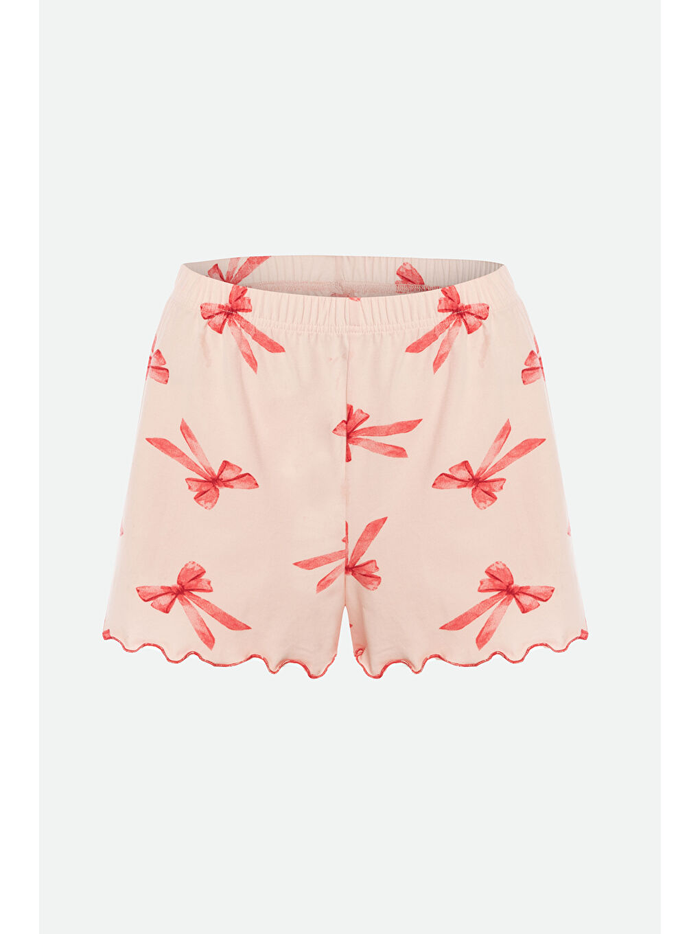 Kahverengi Kadın İnce Askılı Desenli Pamuklu Şortlu Pijama Takımı-2