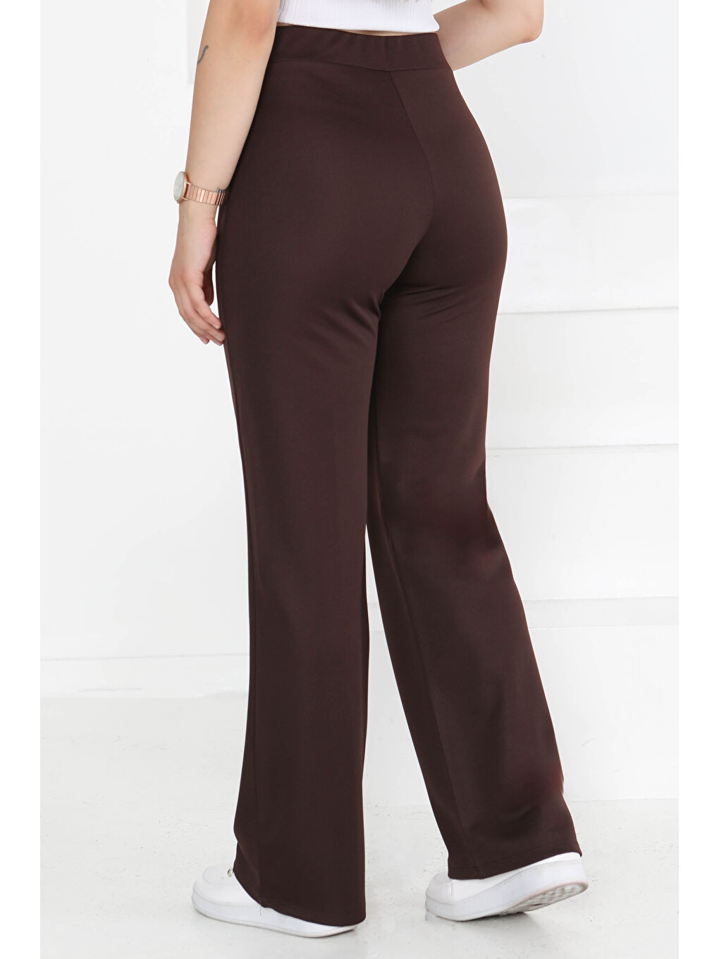 Kahverengi Şerit Detaylı Spor Pantolon Koyu Kahve - 27084-3