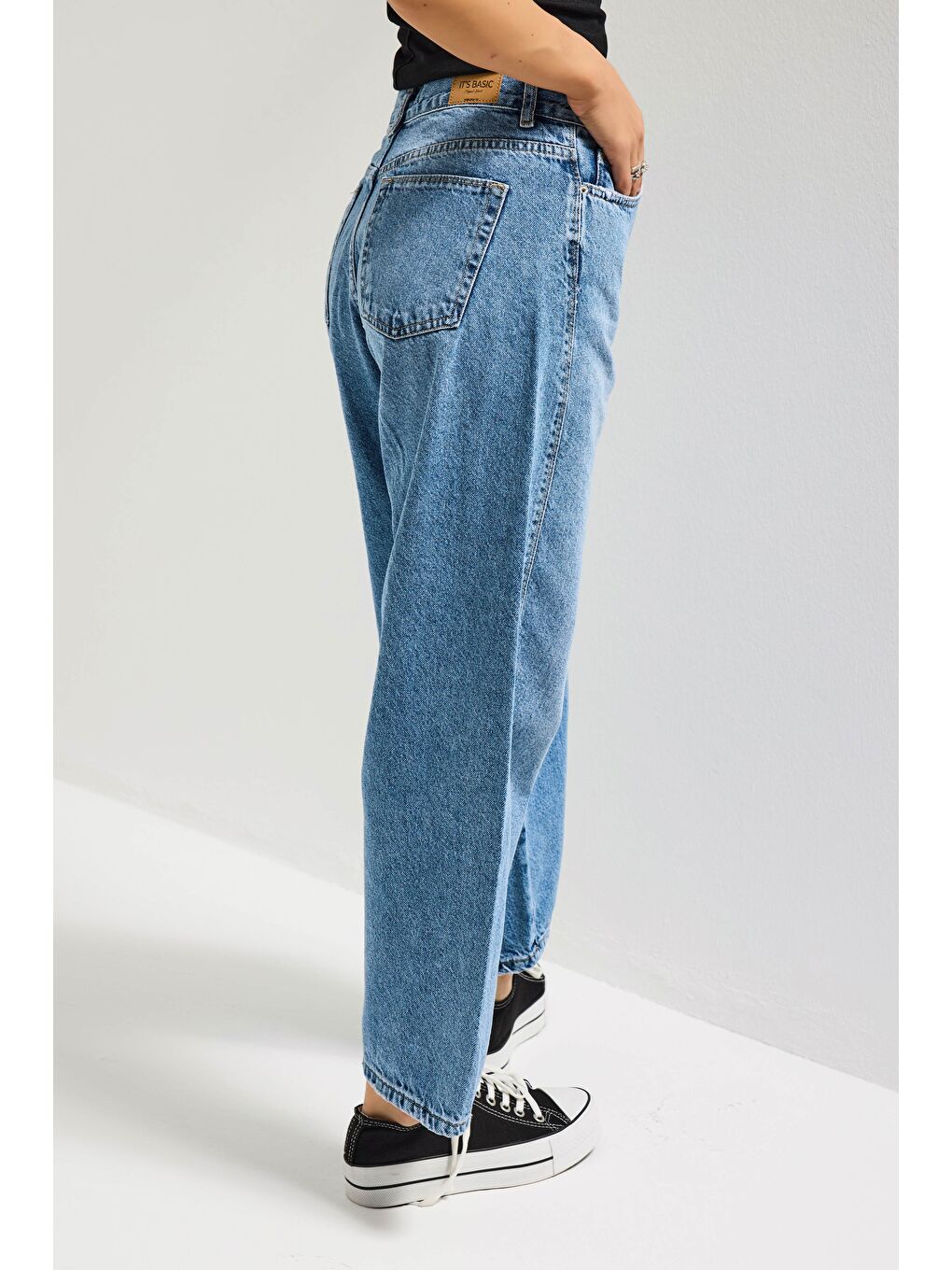 Kadın Mavi Renk 4s6-4 Carrot Fit Rahat Kesim İç boy 67cm %100 Pamuk Denim Jean-4