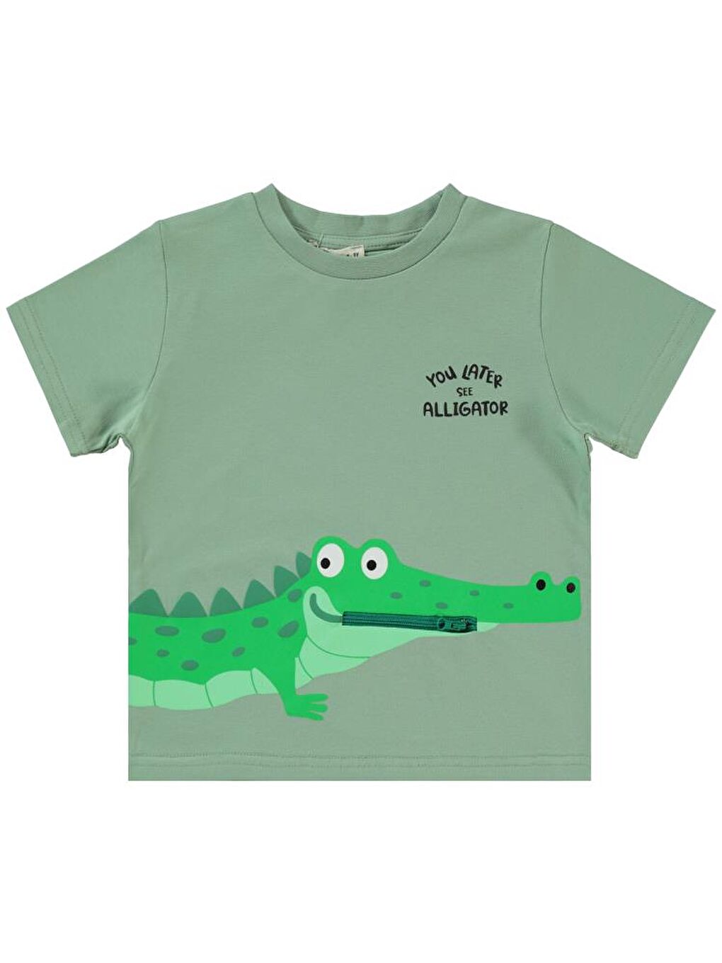 Haki Boys Timsah Baskılı 2-5 Yaş Tişört