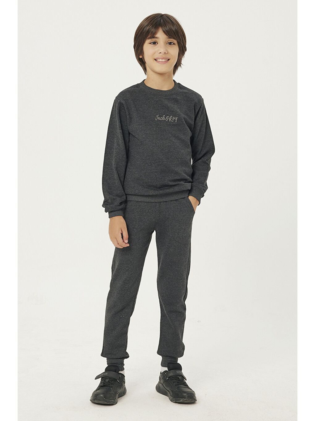 Gri Yazı Baskılı Erkek Çocuk Eşofman Takım