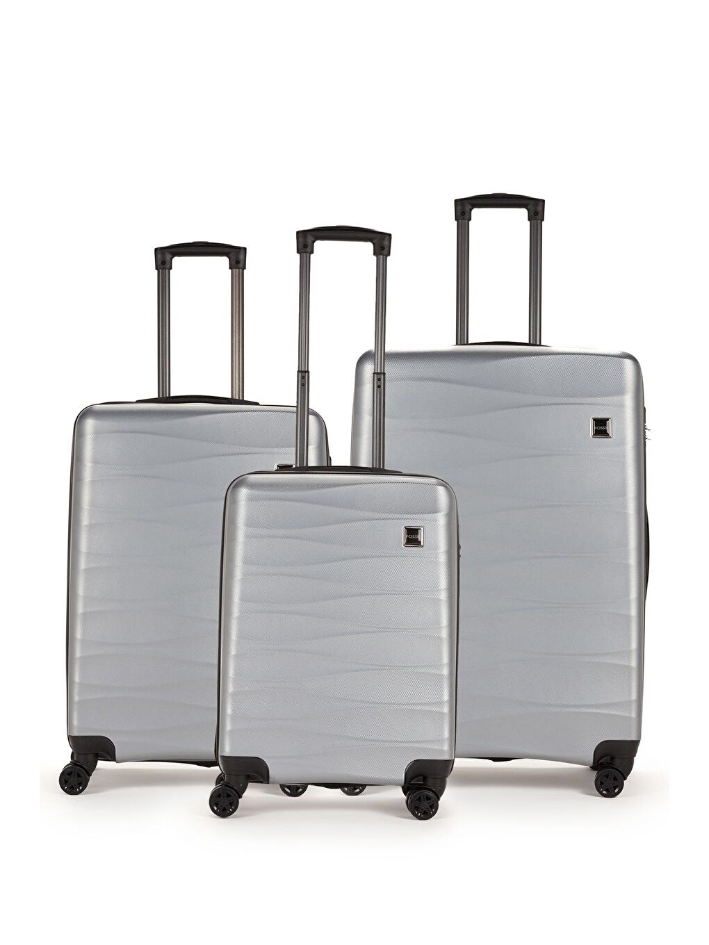 Gri ABS Unisex Dalgalı Kabin Orta Büyük Boy 3'lü Valiz Seti FSL119