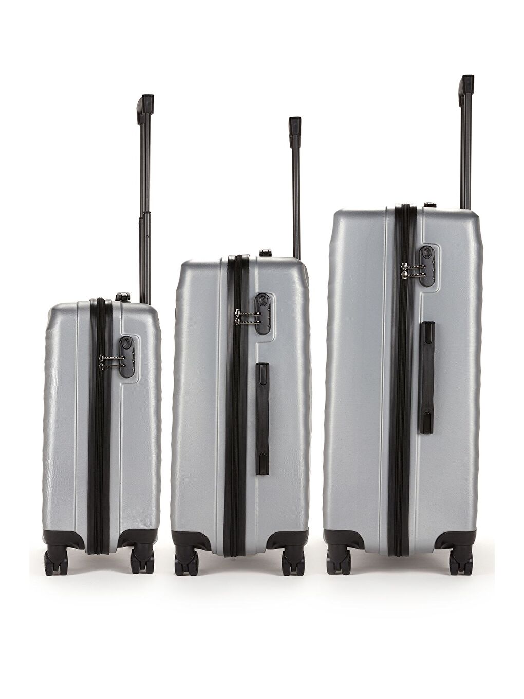 Gri ABS Unisex Dalgalı Kabin Orta Büyük Boy 3'lü Valiz Seti FSL119-1