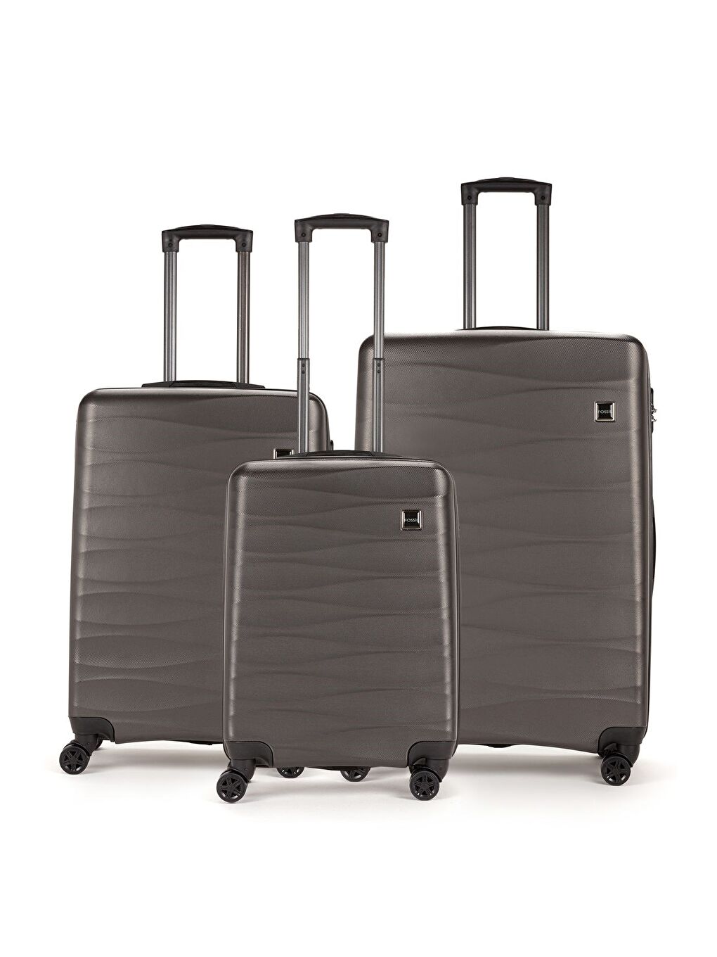 Antrasit ABS Unisex Dalgalı Kabin Orta Büyük Boy 3'lü Valiz Seti FSL119