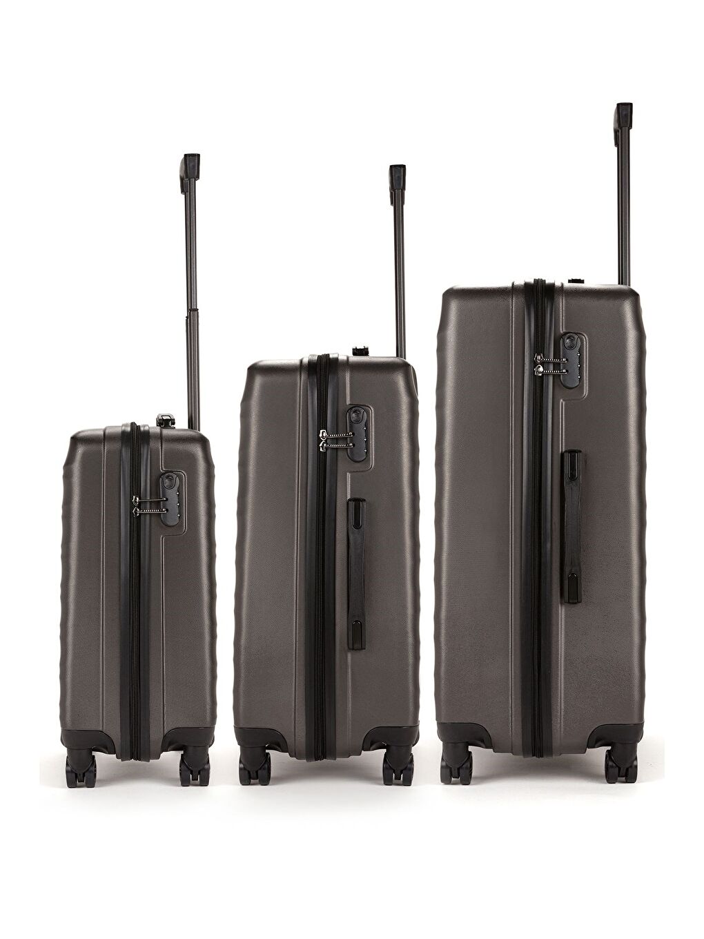 Antrasit ABS Unisex Dalgalı Kabin Orta Büyük Boy 3'lü Valiz Seti FSL119-1