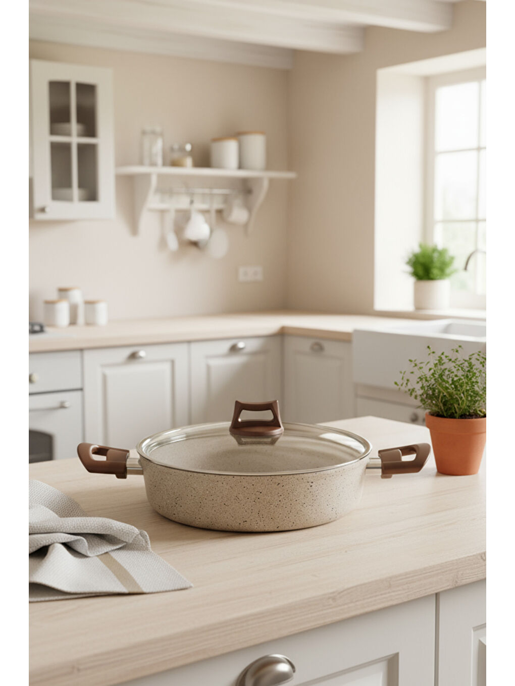 Ekru Marcel 13 Parça Granit Tencere Seti Krem-3