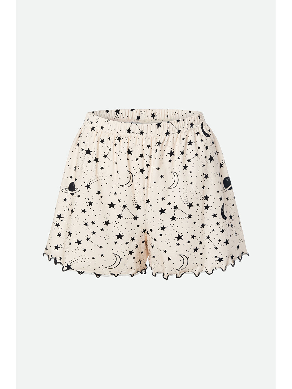 Lila Kadın İnce Askılı Desenli Pamuklu Şortlu Pijama Takımı-2