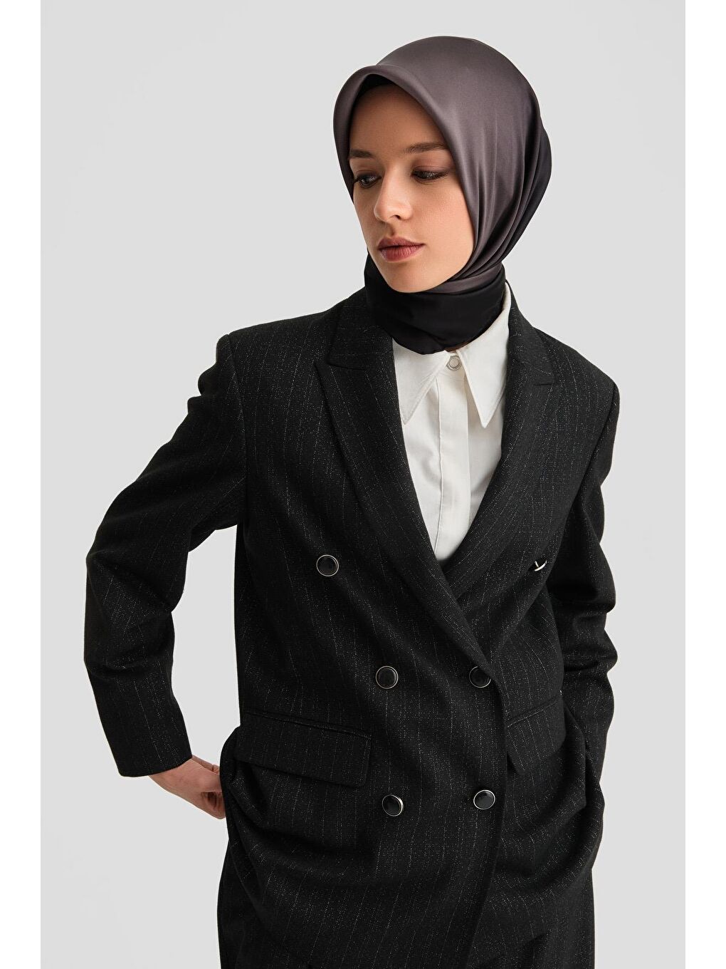 Simli Ceket 24K5721 Siyah-2