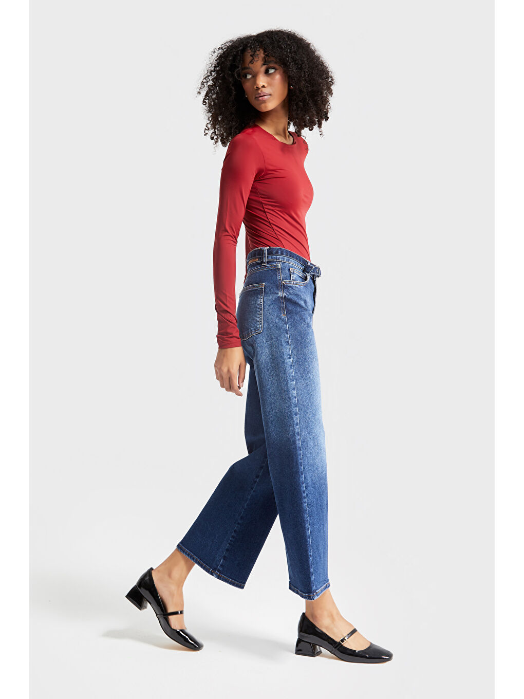 it's basic Kadın Mavi Renk 17w45 Straight Cropped Fit Elastanlı Denim - 4