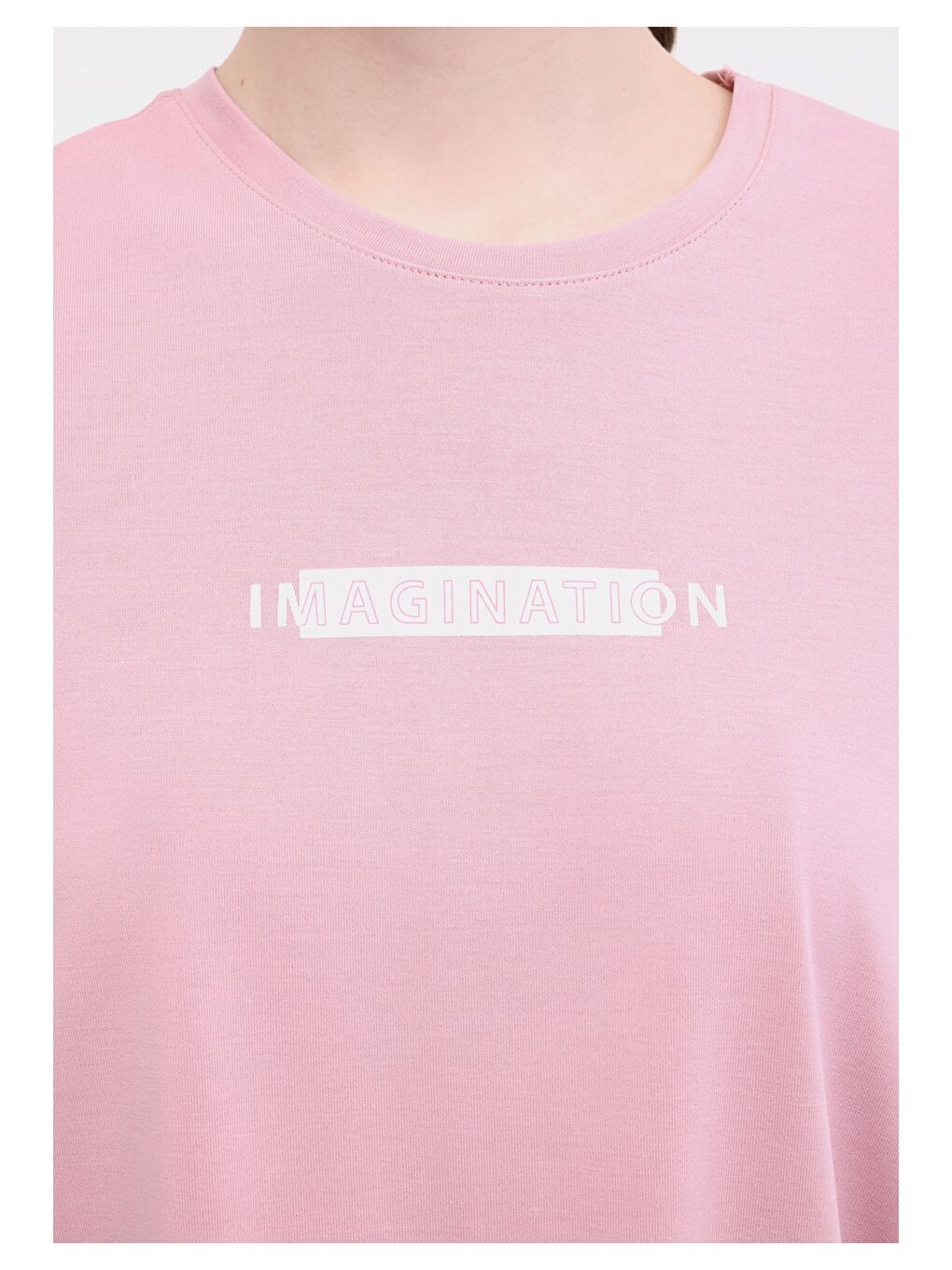 WL MYA 11MS449 5FX Pembe Kadın Kısa Kol T-Shirt-3