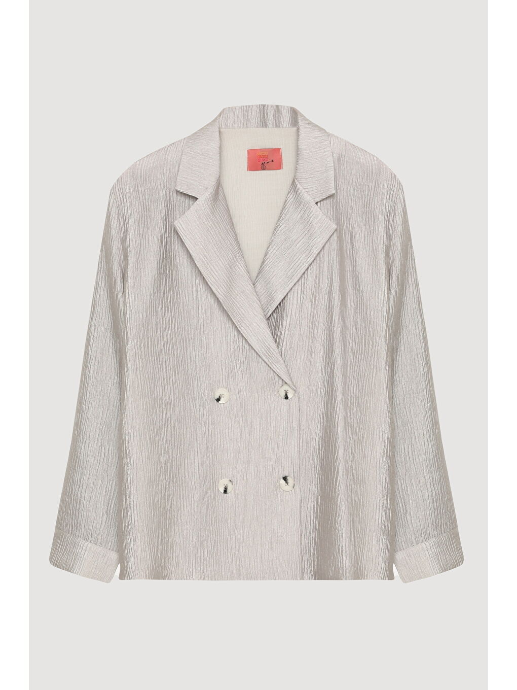 Dokulu Oversize Blazer Ceket Gri