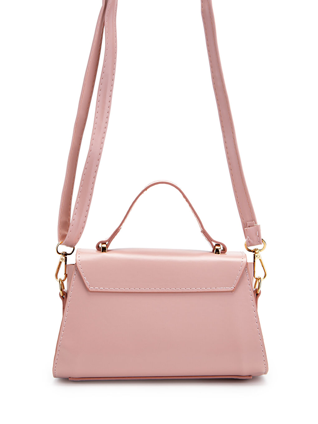 Pembe Uzun Askılı Suni Deri Kadın Çapraz Çanta Lenora Pudra-3