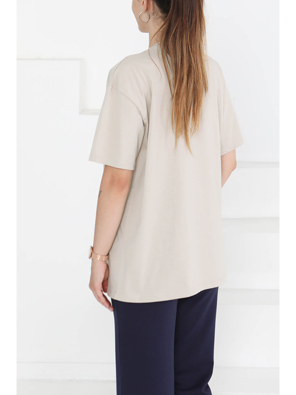 Bej Kısa Kollu T-Şhirt Taş - 27346-3