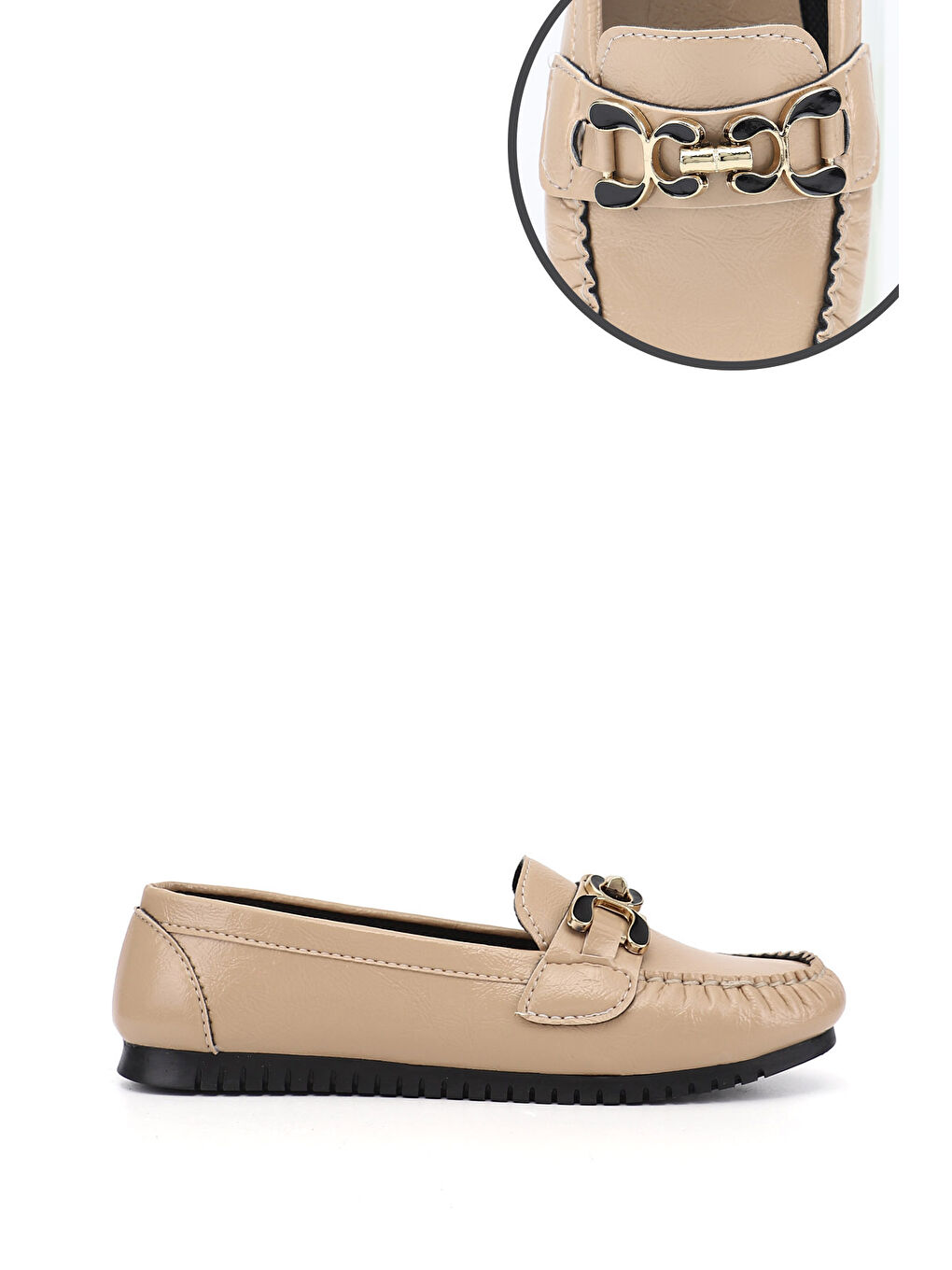 Bej Kadın BEJ Düz Taban Tokalı Babet-2