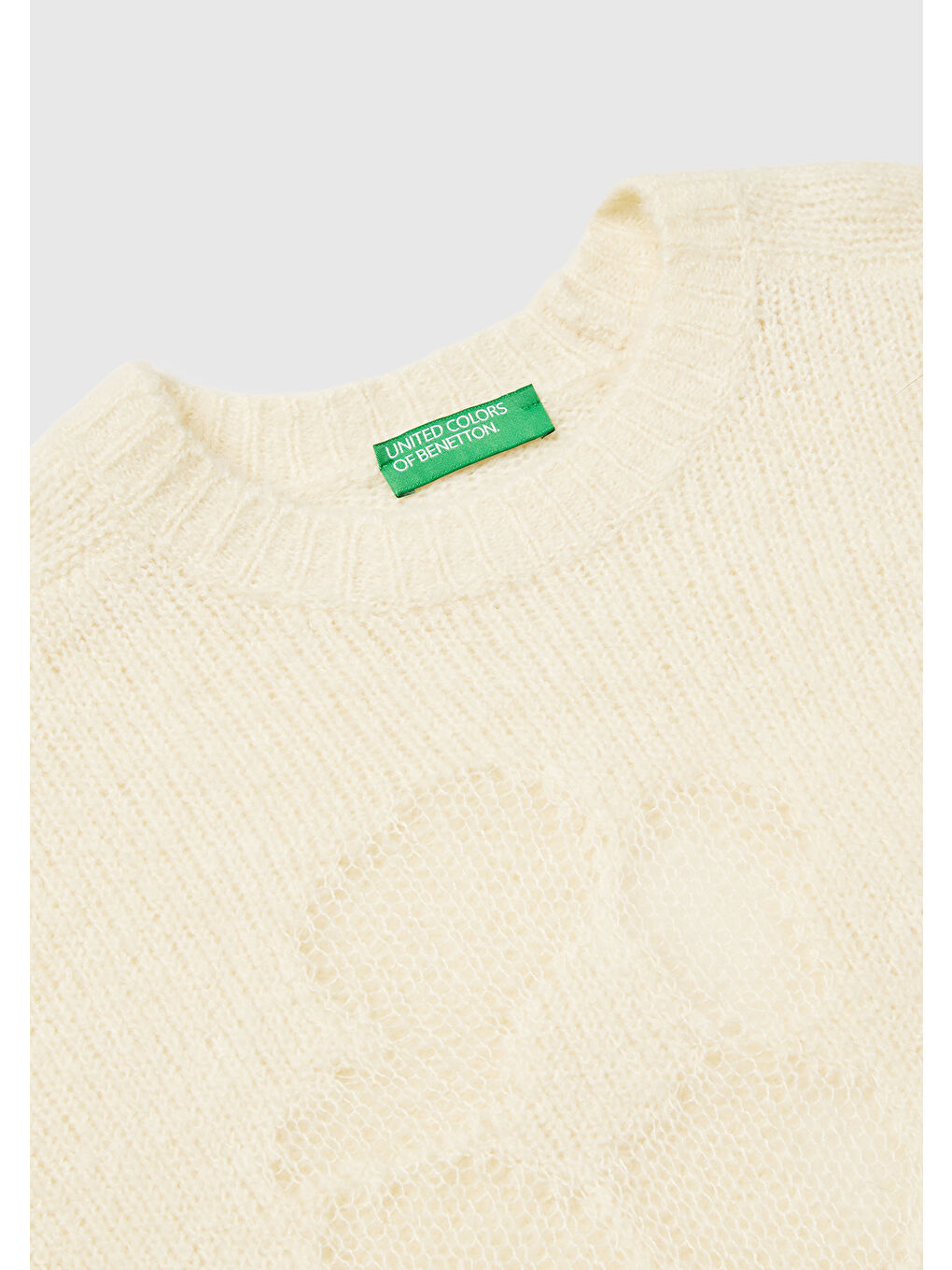 Ekru Kadın Krem Akrilik ve Yün Karışımlı Desenli Bisiklet Yaka Kazak-6