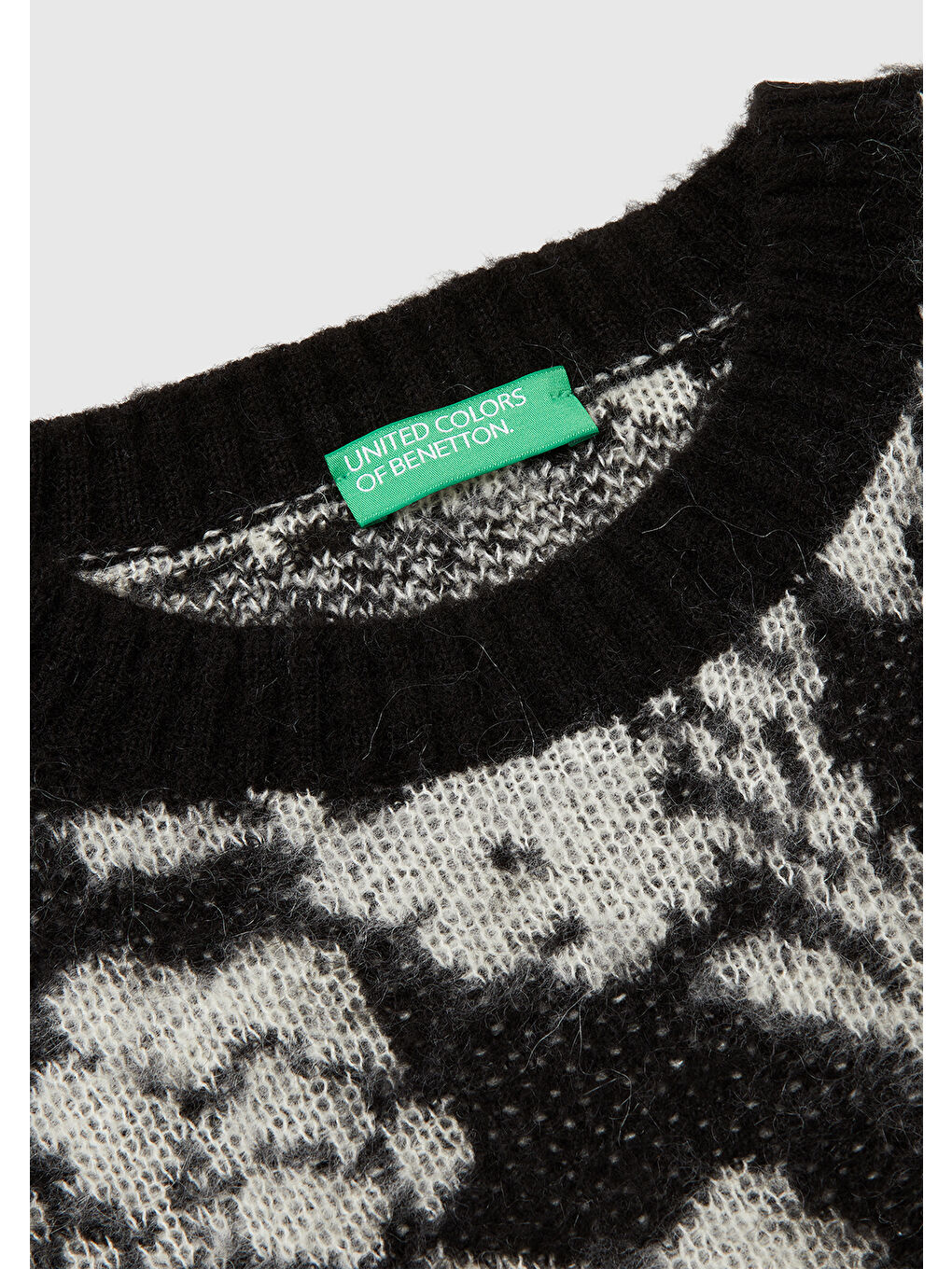 Kadın Siyah Akrilik Karışımlı Desenli Ribana Detaylı Bisiklet Yaka Kazak-6