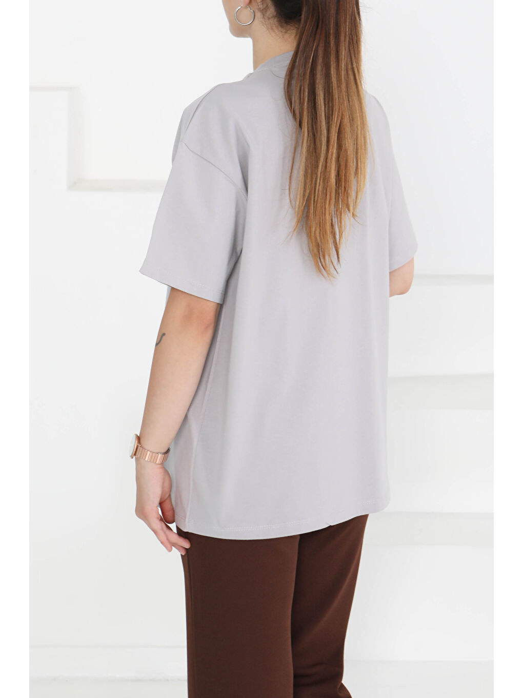 Baskılı Kısa Kollu T-Şhirt Gri - 27350-4