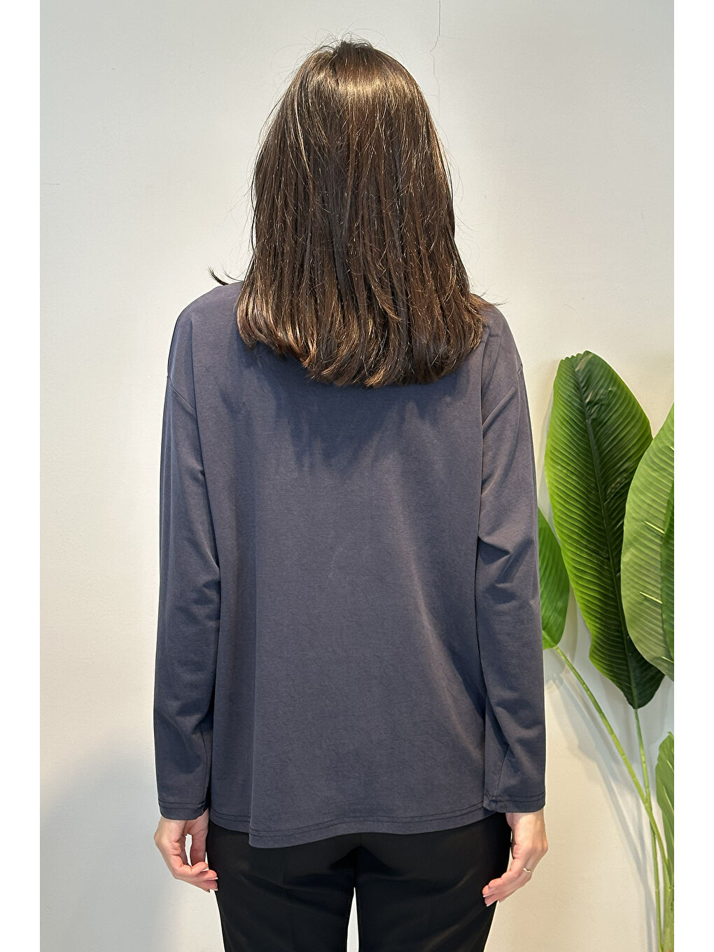 Uzun Kollu Bambu Bluz 132 Lacivert-3