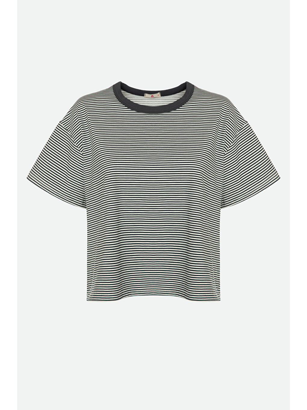 Lila Kadın Pamuklu Yandan Yırtmaç Detaylı Çizgili Kısa Kollu Şort Takımı-1