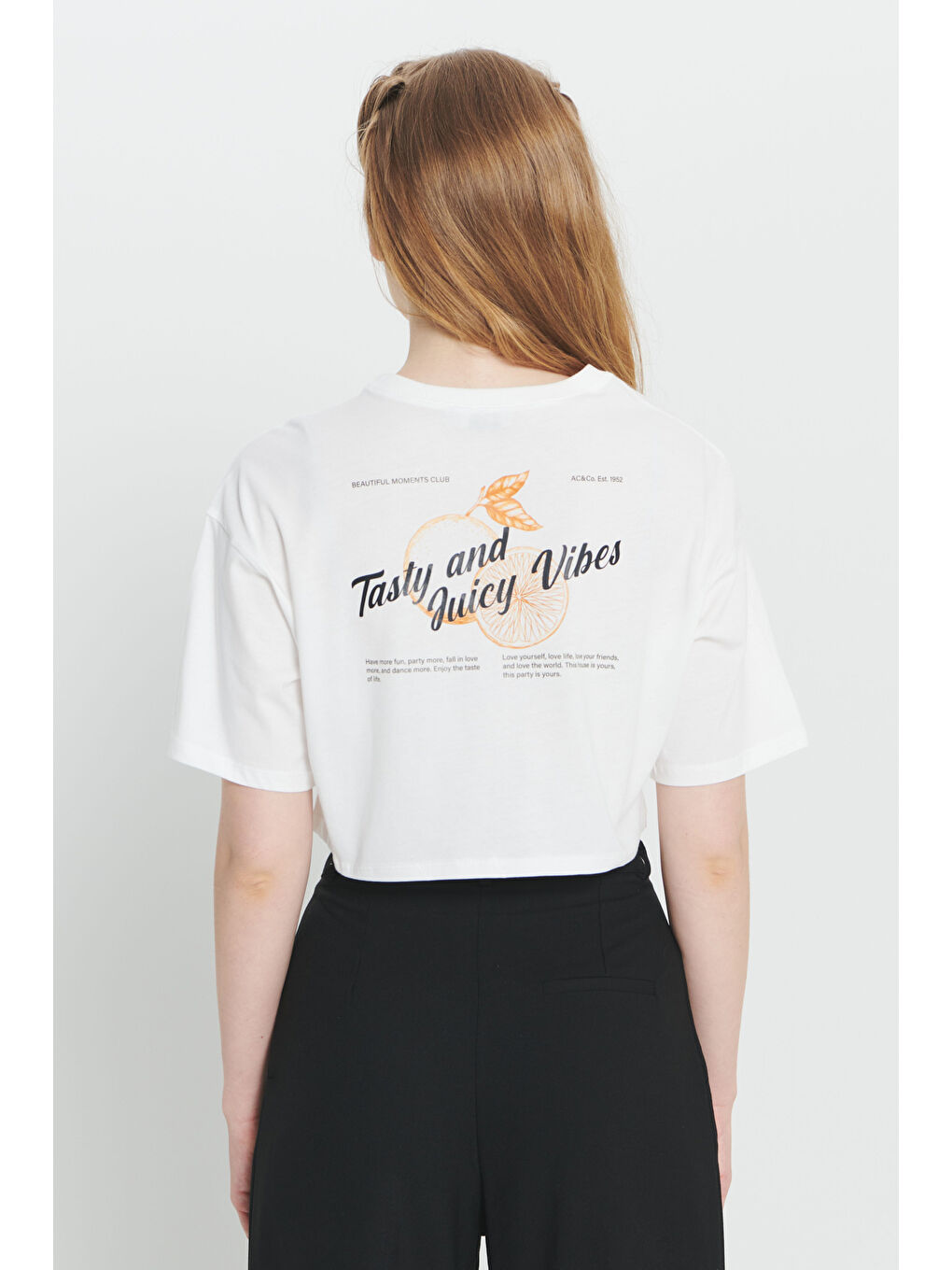 Ekru %100 Pamuk Oversize Fit Bol Kesim Baskılı Bisiklet Yaka Tişört-5