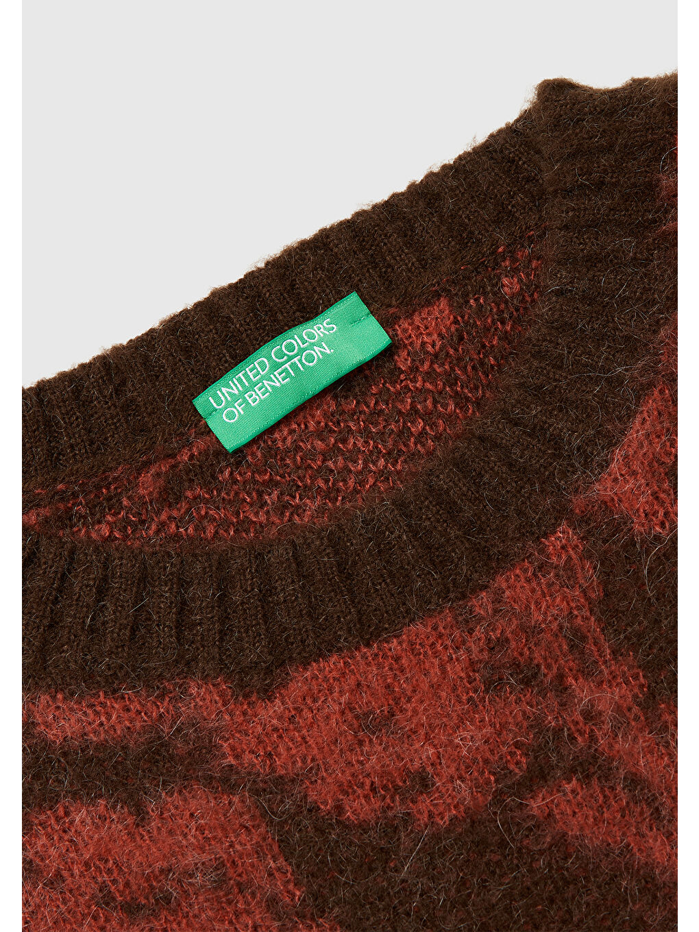 Kadın Koyu Kahverengi Akrilik Karışımlı Desenli Ribana Detaylı Bisiklet Yaka Kazak-6