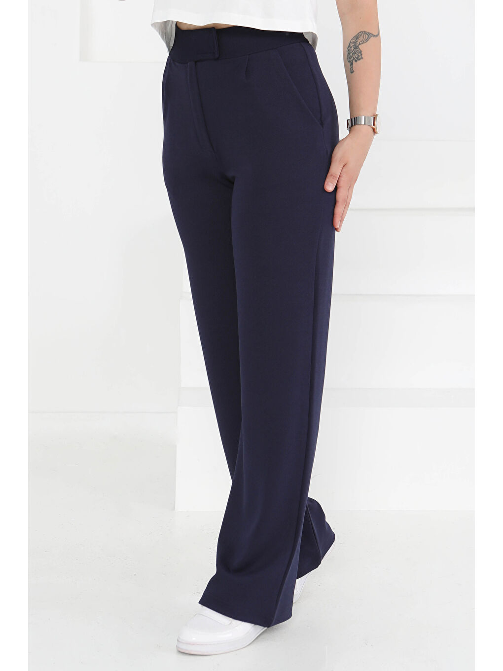 Cırtlı Spor Pantolon Lacivert - 27351-2