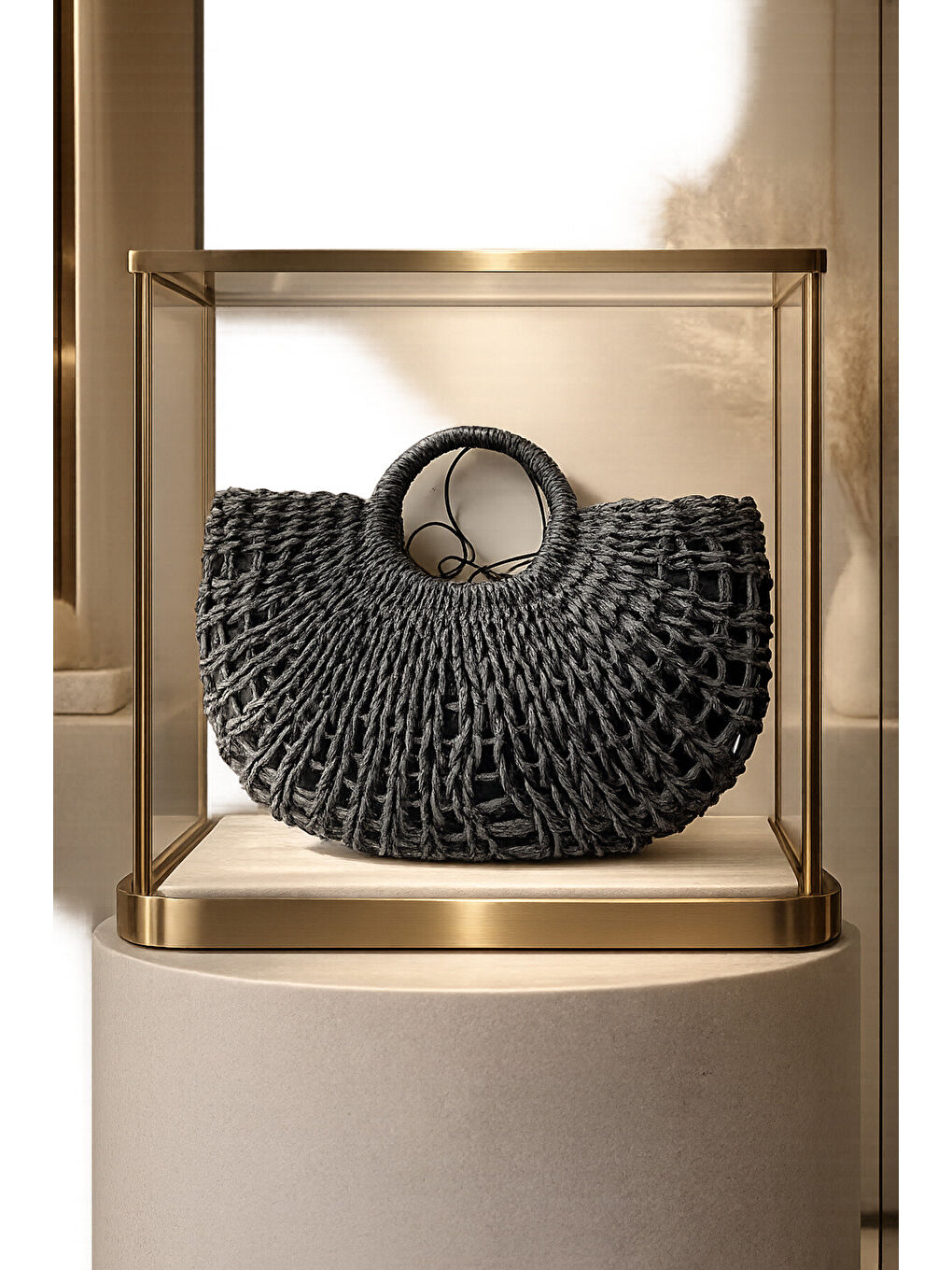 Yarım Ay Siyah Hasır Çanta CNT1102