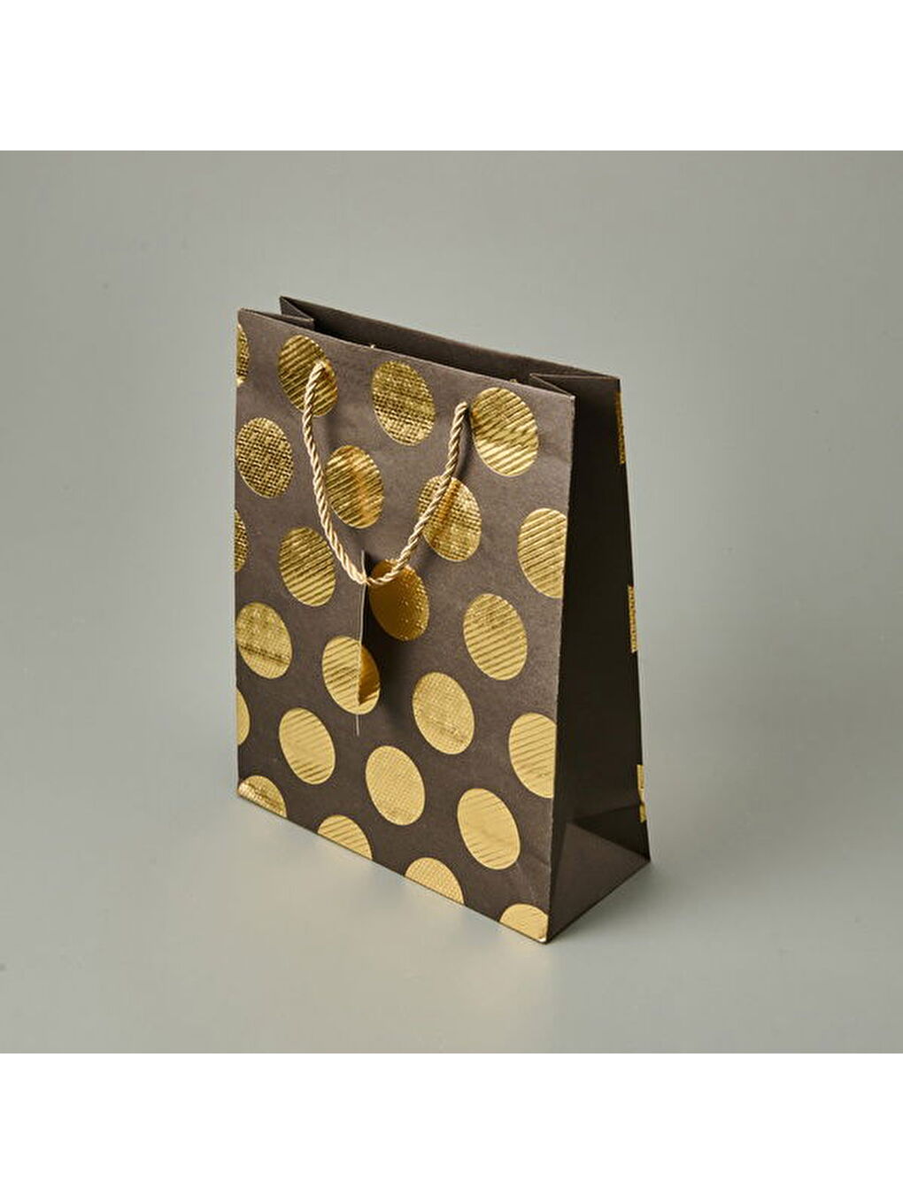 Puantiyeli Hediye Çantası - Kahverengi - 26x10x32 cm-3