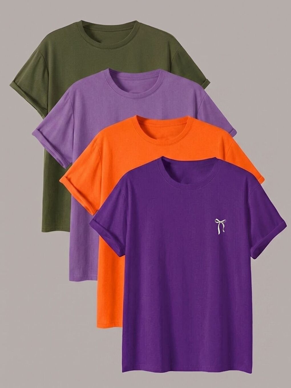 Karışık 4Lü Kurdele Baskılı Tişört-1