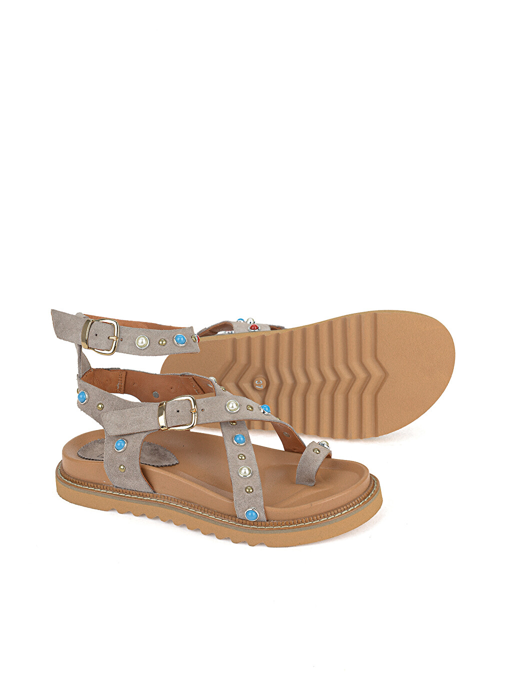 Bej Kadın Hakiki Deri Sandalet 1611050Z8518 Vizon-4