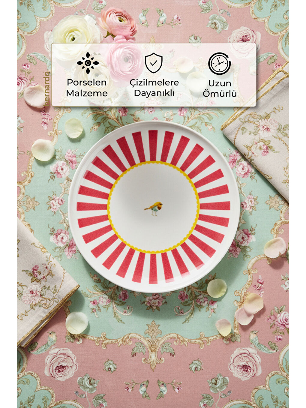 Karışık Bird Time 6 Parça Pasta Takımı-5