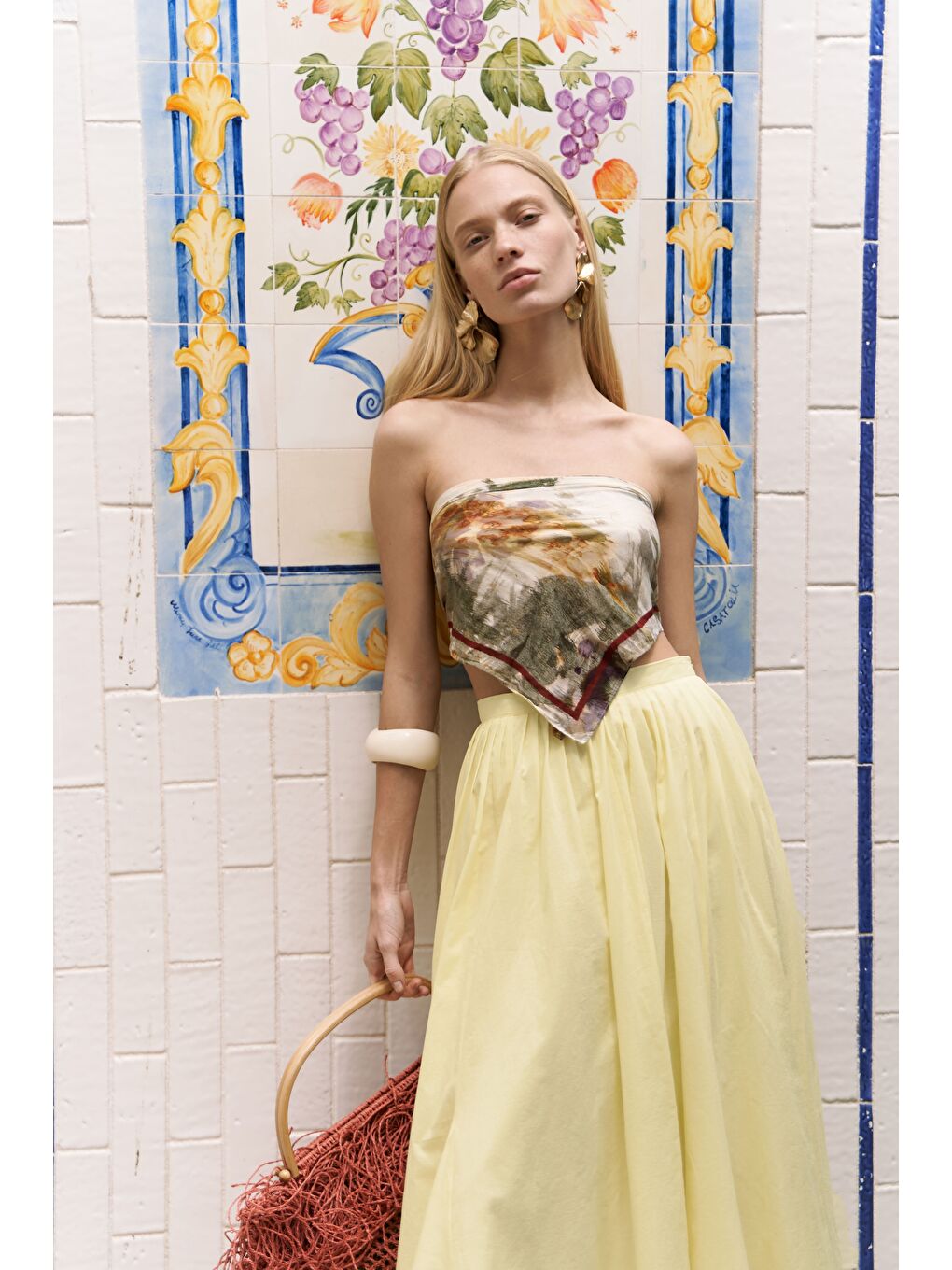 Amaya Bilek Hizasında Pileli Sarı Etek-5