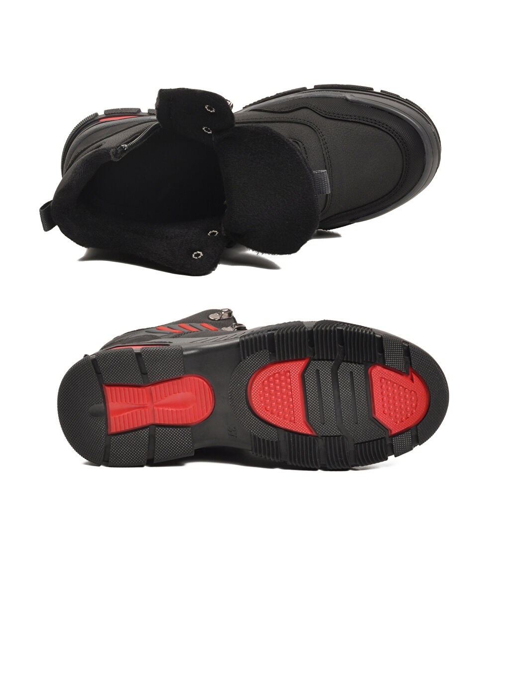 Siyah Kırmızı Kaymaz Taban Fermuarlı Unisex Outdoor Bot 444 G-4