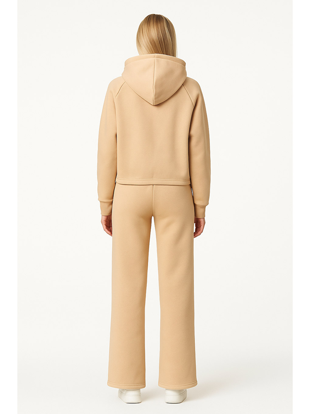 3 İplik Şardonlu Kapüşonlu Kadın Eşofman Takımı | Bej-2