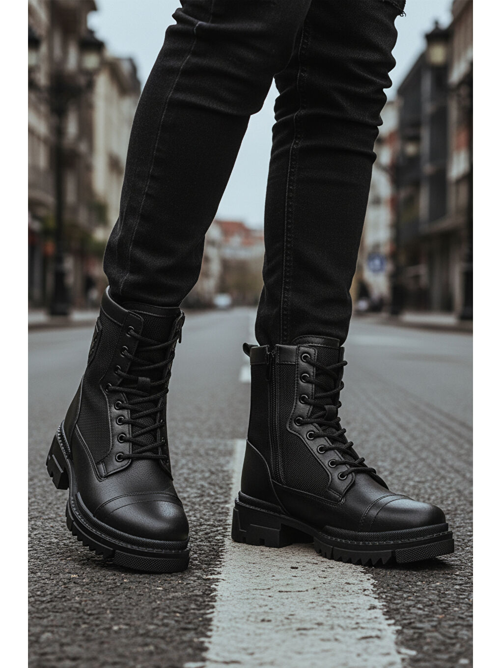 Siyah İçi Polarlı Kaymaz Taban Fermuarlı Unisex Bot 2100 G-2