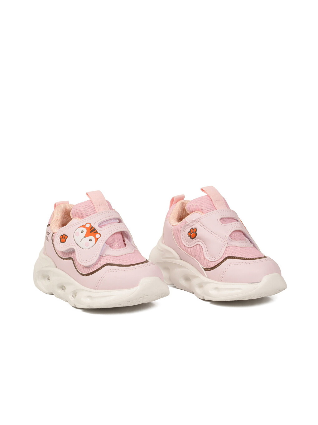 Pembe Pudra Cırtlı Işıklı Anatomik Bebek Spor Ayakkabı Sneaker Aria B