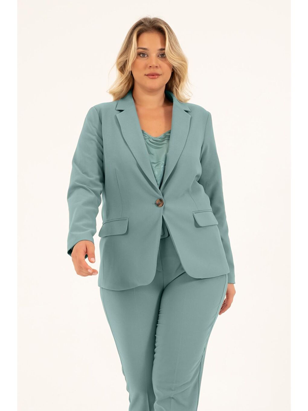 Mylinemoda Mint Yeşil Astarlı Blazer Ceket