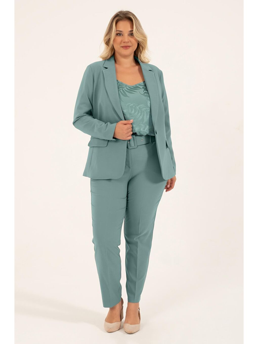 Mylinemoda Mint Yeşil Astarlı Blazer Ceket - 1