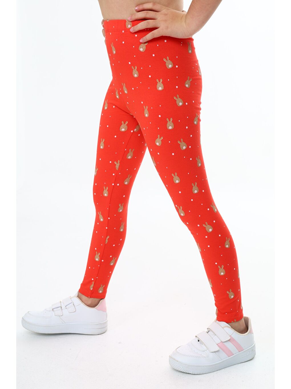 Kırmızı Kız Çocuk Baskılı Tayt-2