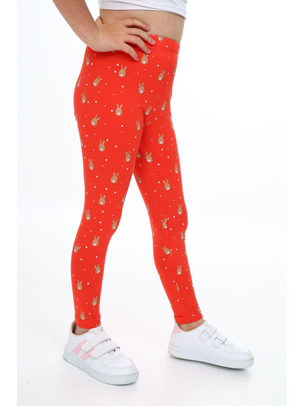 Kırmızı Kız Çocuk Baskılı Tayt-3