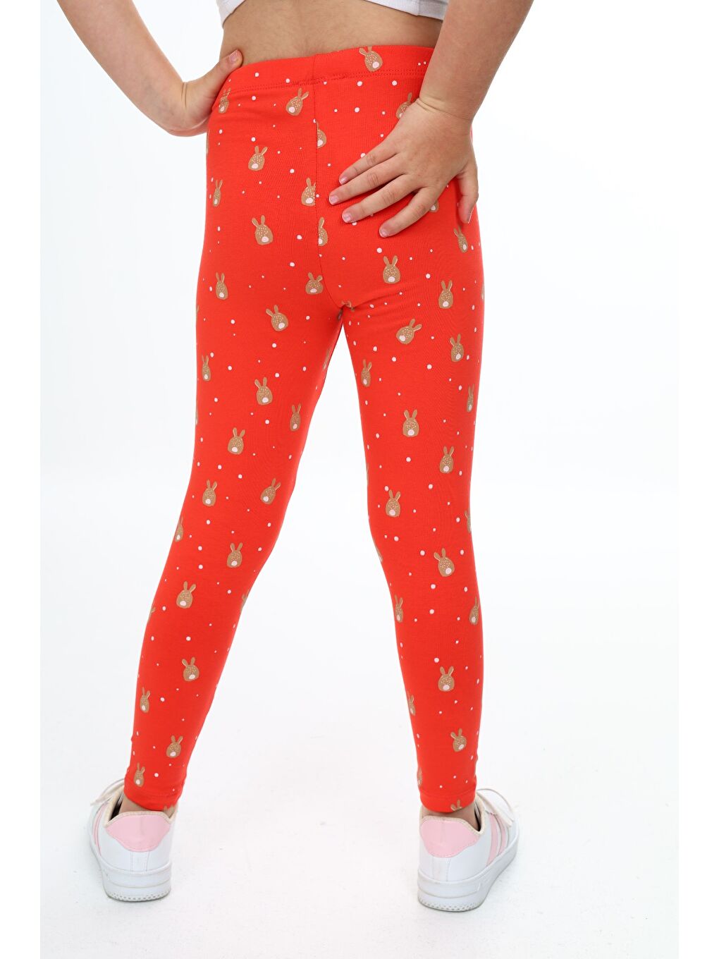 Kırmızı Kız Çocuk Baskılı Tayt-4