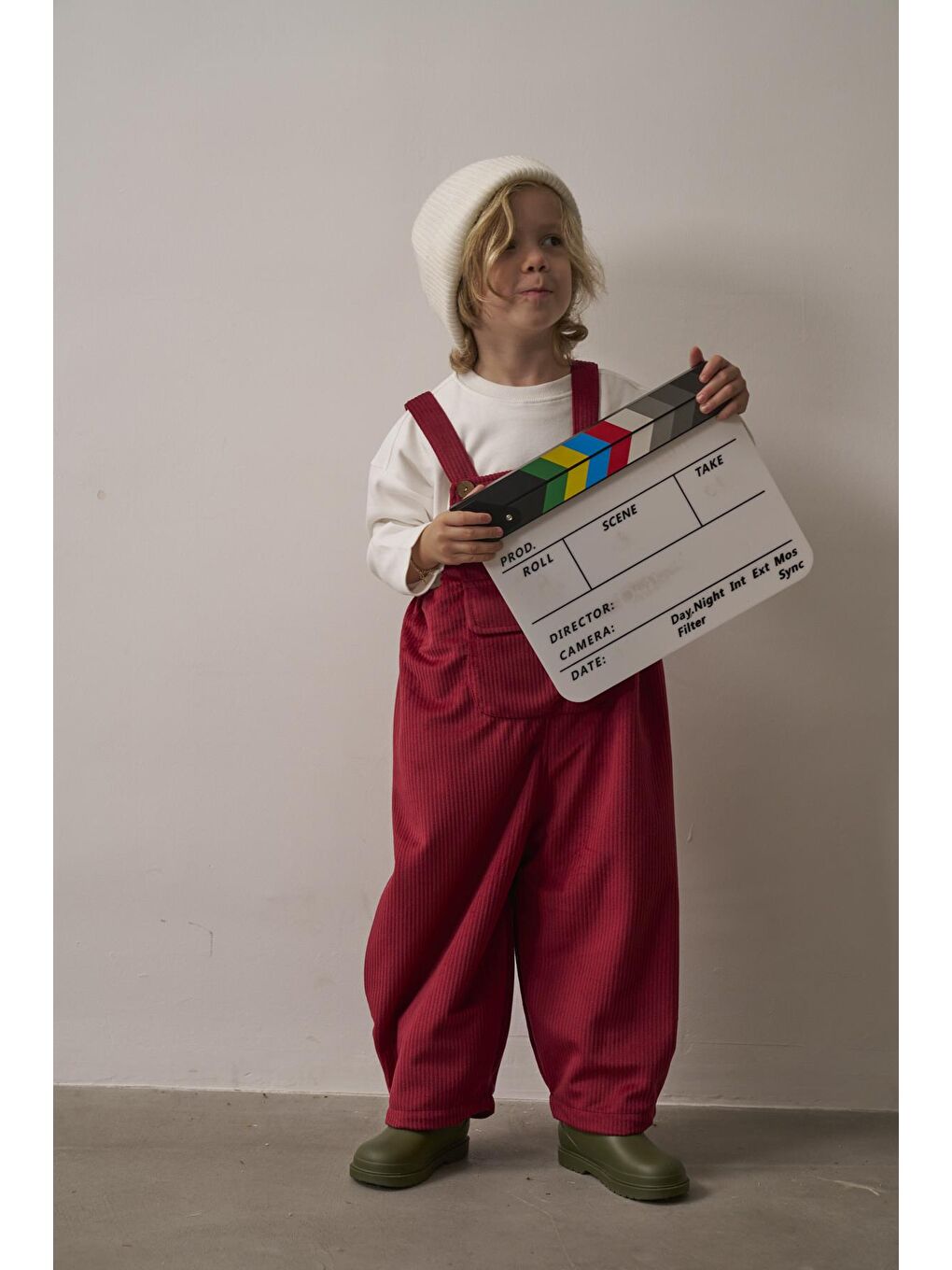 Bordo Childhood Velvet Çocuk Salopet Tulum